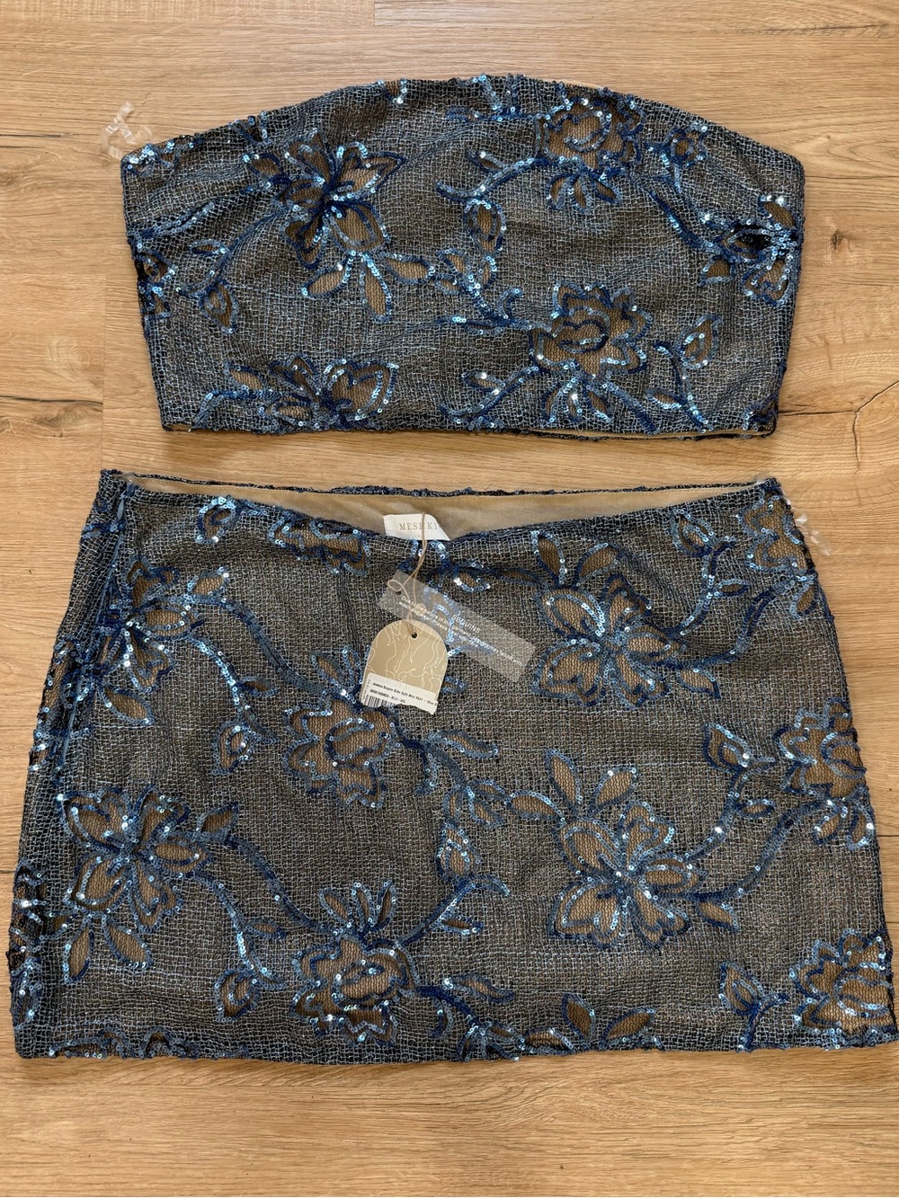 NWT Meshki Sequin Side Split Mini Skirt & Top. Both size XXL - Picture 3 of 10
